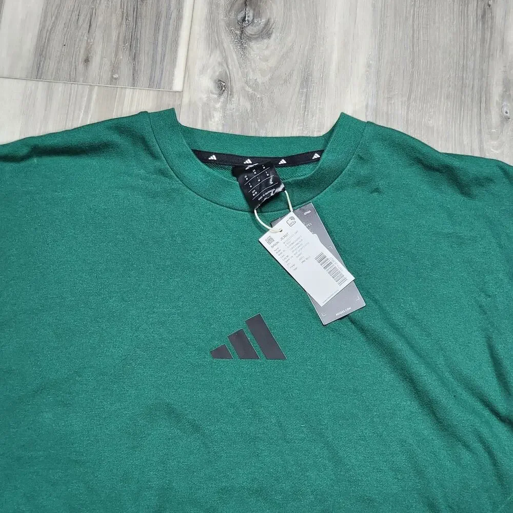 Adidas Sweatshirt Men's Medium Green Feelcozy Long Sleeve New